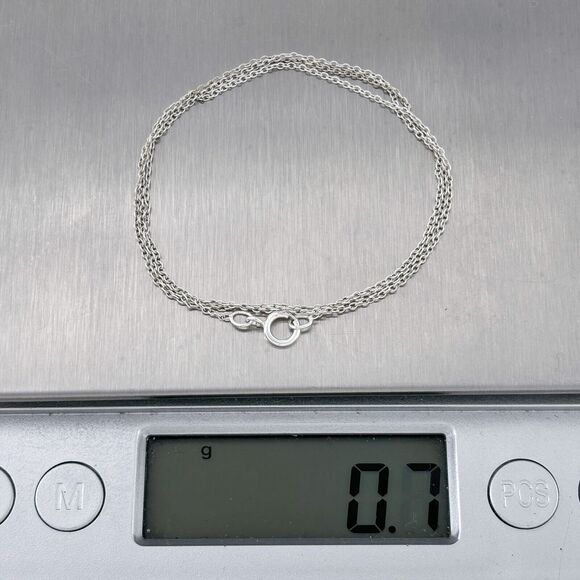 Vintage D Sterling Silver 925 0.9mm Cable Link Chain 15.75" - Picture 3 of 3